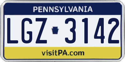 PA license plate LGZ3142