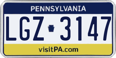 PA license plate LGZ3147