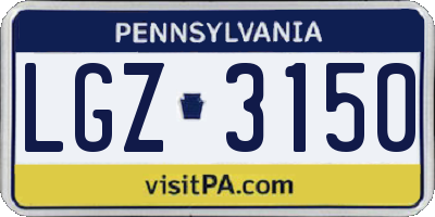 PA license plate LGZ3150