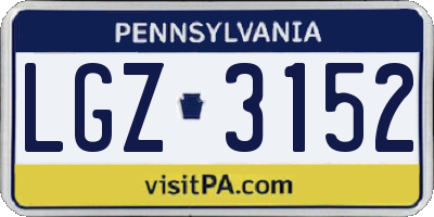 PA license plate LGZ3152