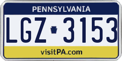 PA license plate LGZ3153