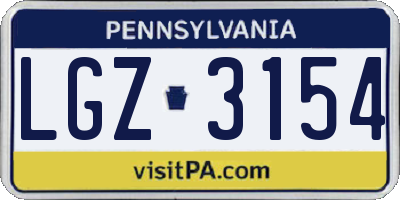 PA license plate LGZ3154