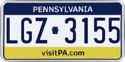 PA license plate LGZ3155