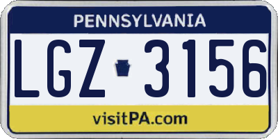 PA license plate LGZ3156