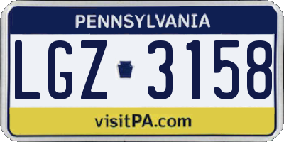 PA license plate LGZ3158