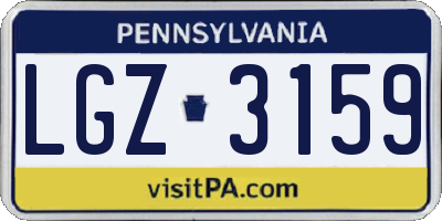 PA license plate LGZ3159