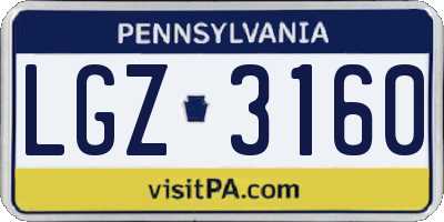 PA license plate LGZ3160