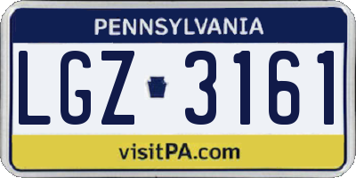 PA license plate LGZ3161