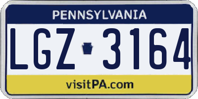 PA license plate LGZ3164