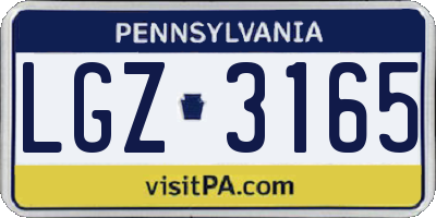PA license plate LGZ3165