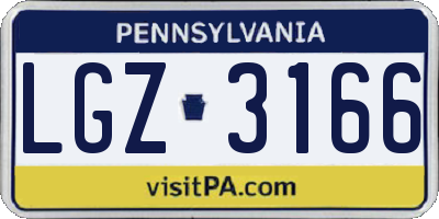 PA license plate LGZ3166