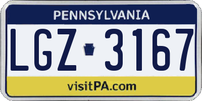 PA license plate LGZ3167