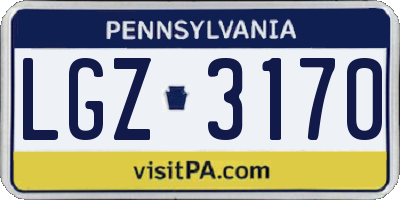 PA license plate LGZ3170