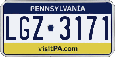 PA license plate LGZ3171