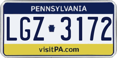 PA license plate LGZ3172