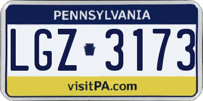 PA license plate LGZ3173