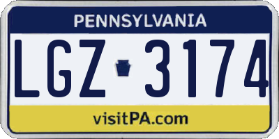 PA license plate LGZ3174