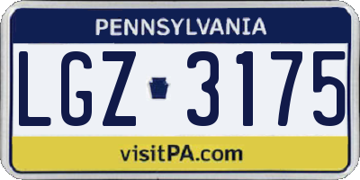 PA license plate LGZ3175