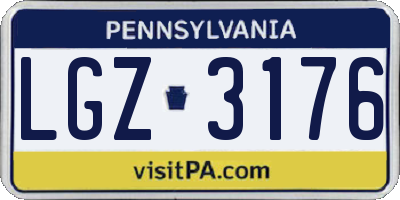 PA license plate LGZ3176