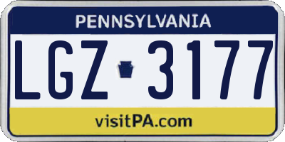 PA license plate LGZ3177
