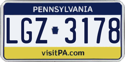 PA license plate LGZ3178