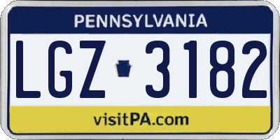 PA license plate LGZ3182