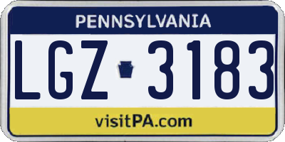 PA license plate LGZ3183
