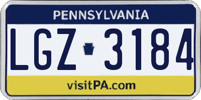 PA license plate LGZ3184