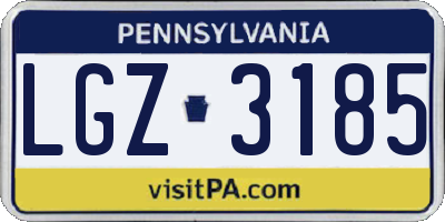 PA license plate LGZ3185