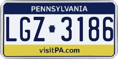 PA license plate LGZ3186