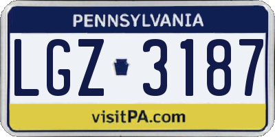PA license plate LGZ3187