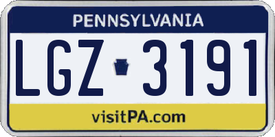 PA license plate LGZ3191