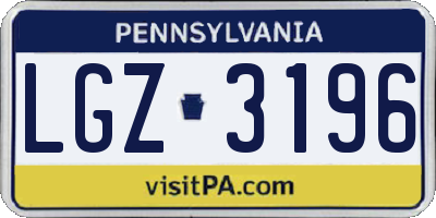 PA license plate LGZ3196