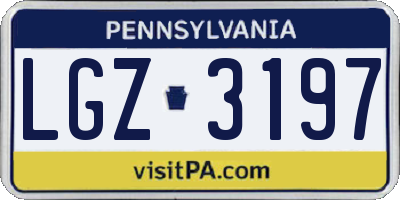 PA license plate LGZ3197