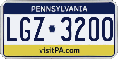 PA license plate LGZ3200