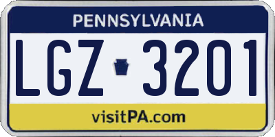 PA license plate LGZ3201