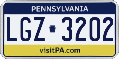 PA license plate LGZ3202