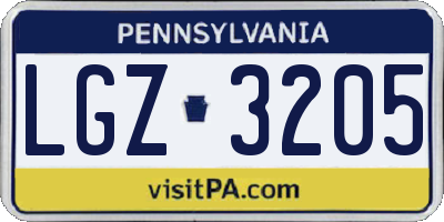 PA license plate LGZ3205