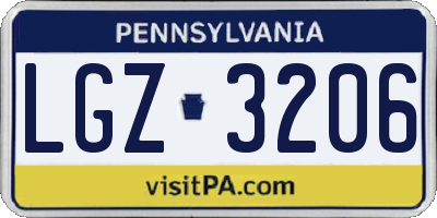 PA license plate LGZ3206