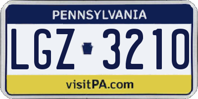 PA license plate LGZ3210