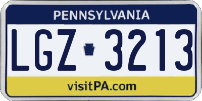 PA license plate LGZ3213