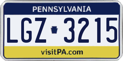 PA license plate LGZ3215