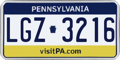 PA license plate LGZ3216