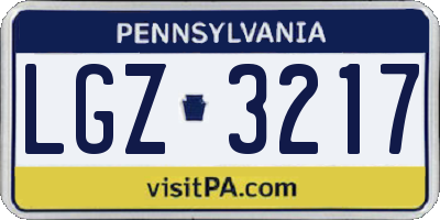 PA license plate LGZ3217