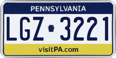 PA license plate LGZ3221