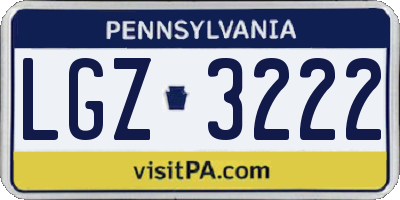 PA license plate LGZ3222