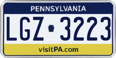 PA license plate LGZ3223