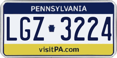 PA license plate LGZ3224