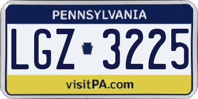 PA license plate LGZ3225
