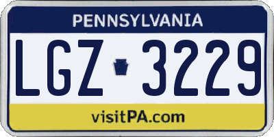 PA license plate LGZ3229
